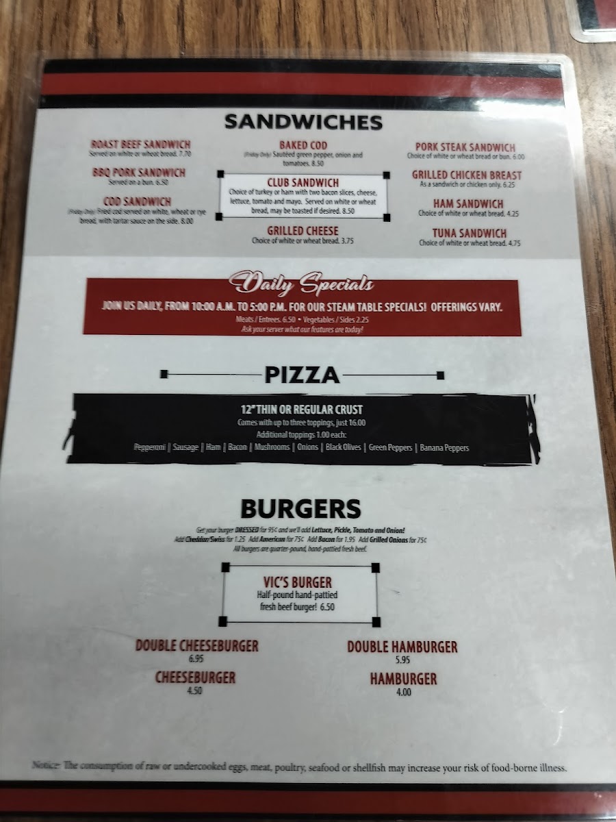 Vic's Cafe Menu - Image 3